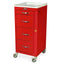 M-Series Tall Narrow Width Emergency Cart, Four Drawers, Breakaway Lock, M3DS1830B04