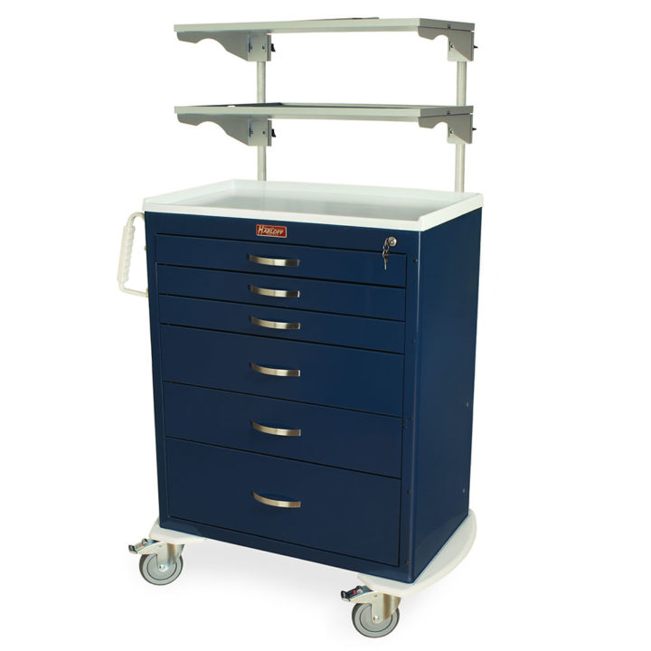 Harloff 9" Equipment Holder Shelf for MDS30 Carts with all locks, Steel, 2" Cable pass through hole in rear with