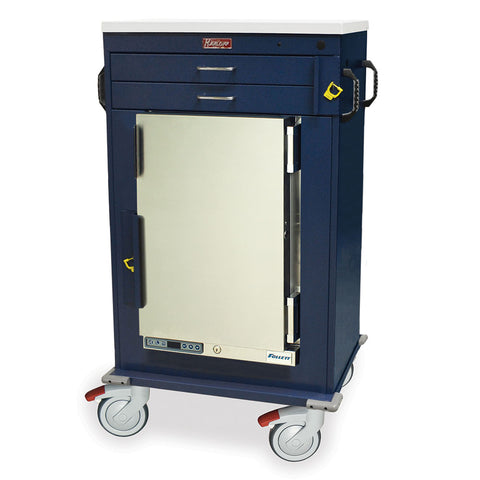MH Treatment Cart with 1.8 Cubic Feet Medical Grade Refrigerator, Two Drawers, Breakaway Lock, MH4200B