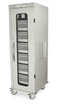 Single Column Stationary Cabinet with Key Locking door with tempered glass window insert, H+H Panels Give 49 Insertion P