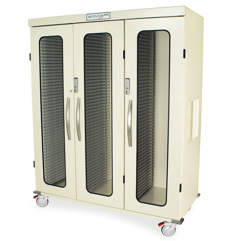 Harloff Triple Column Mobile Cabinet with three doors with tempered glass inserts – MSPM83-00GEK