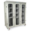 Triple Column Stationary Cabinet with three doors with tempered glass inserts, secured by two Proximity Electronic Locks