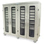 Stainless Steel Quad Column Mobile Cabinet, with H+H Panels on all Columns, With Tempered Glass Window Inserts in Metal