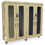 Quad Column Mobile Cabinet, Double Columns to Left With H+H Panels, Double Width Open Column to Right With Steel Panels,