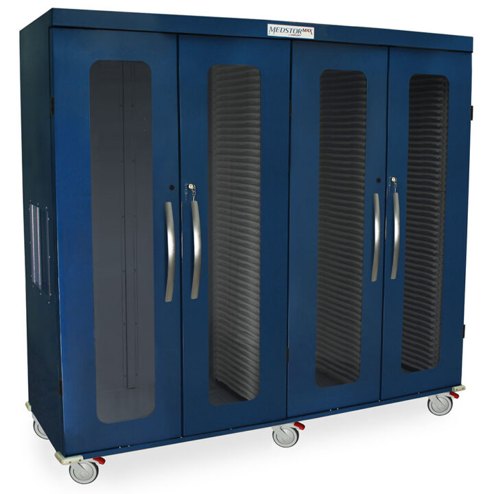 Harloff Quad Column Mobile Cabinet, Double Width Open Column to Left with steel panels, Double Columns to Right with