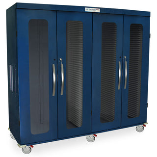 Quad Column Mobile Cabinet, Double Width Open Column to Left with steel panels, Double Columns to Right with H+H Panels,