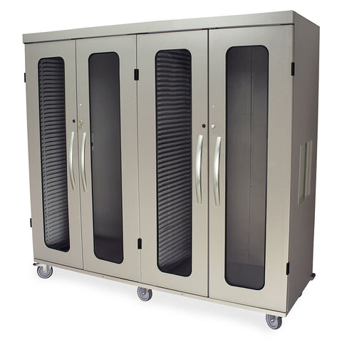 Harloff Quad Column Mobile Cabinet, Double Columns to Left With H+H Panels, Double Width Open Column to Right With H+H