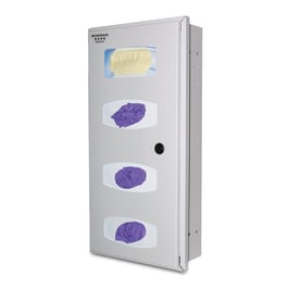 Bowman Dispensers Bowman Steel Recessed Triple Glove Box and Single Mask Dispenser • 12.34"W x 4.77"D x 24.48"H