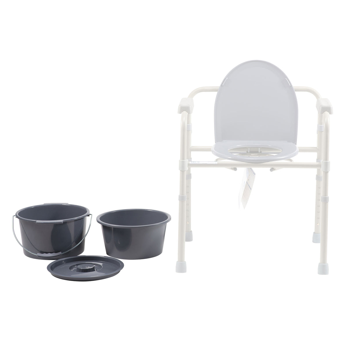 Dynarex Folding Commode Bucket - Splash Guard and Lid
