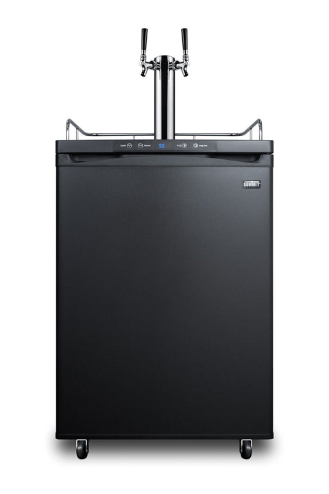Freestanding kegerator with dual tap kit to serve both beer and wine