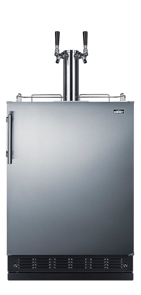 Commercial dual tap kegerator designed for built-in applications