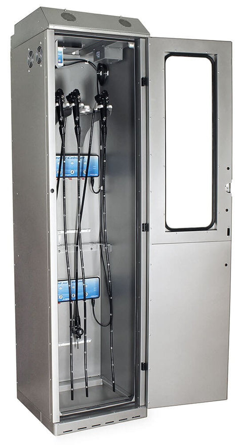 Harloff SureDry Stainless Steel Low Carbon 24" Wide Steel Scope Drying Cabinet, Capacity of 6 Scopes, Tempered Glass
