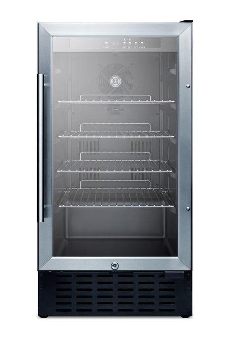 18" wide ADA compliant built-in undercounter glass door refrigerator with stainless steel wrapped cabinet, lock, and dig