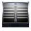 36" wide 68 bottle built-in undercounter dual zone wine cellar with two seamless stainless steel trimmed glass doors, di