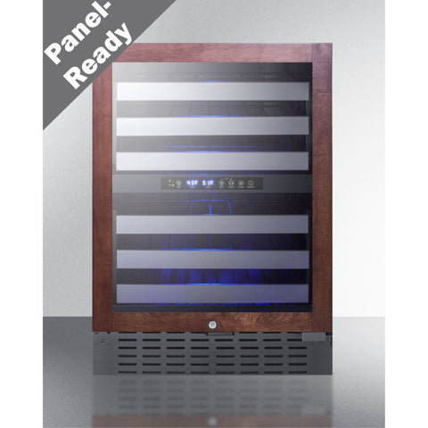 Accucold Dual zone built-in wine cellar with panel-ready glass door, full extension shelves, digital thermostat, and