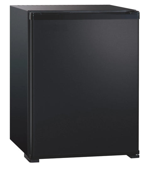 Accucold Compact solid door minibar in black with front lock (Model MB12BLHD)
