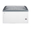 Curved top commercial ice cream freezer with sliding glass lid, digital thermostat, novelty baskets, and 9.5 cu.ft. inte