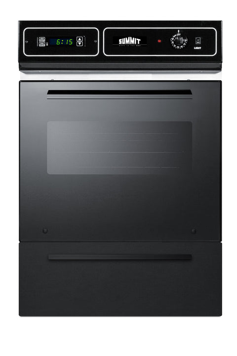 Black glass 115V electric wall oven with digital clock/timer and oven window; for cutouts 22 3/8" wide by 34 1/8" high