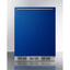 Undercounter 24" refrigerator-freezer for residential use with cobalt blue door, stainless steel handle, and white cabin