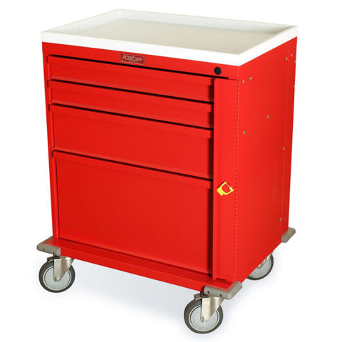 Harloff V-Series Cart, Tall 30" Cabinet with 4 Drawers (1-3", 3-9"), Breakaway Lock, 100 Breakaway Seals. Removable