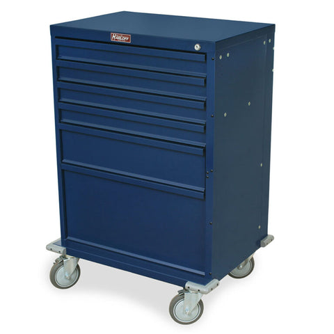 Harloff V-Series Cart, Short 24" Cabinet with 7 Drawers (6-3", 1-6"); Breakaway Seals. Removable Plastic Top Not