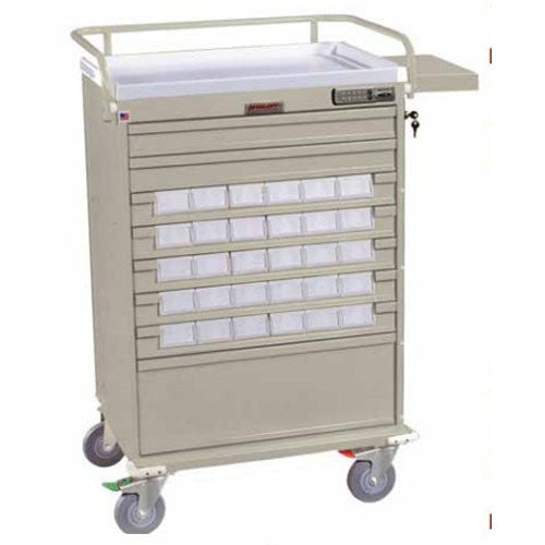 Harloff Value Med-Bin Cart with basic electronic lock, includes 42-each 3.5-inch Bins, Standard Package includes Top