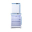 Undercounter 24" refrigerator-freezer for residential use with lavender purple door, stainless steel handle, and black
