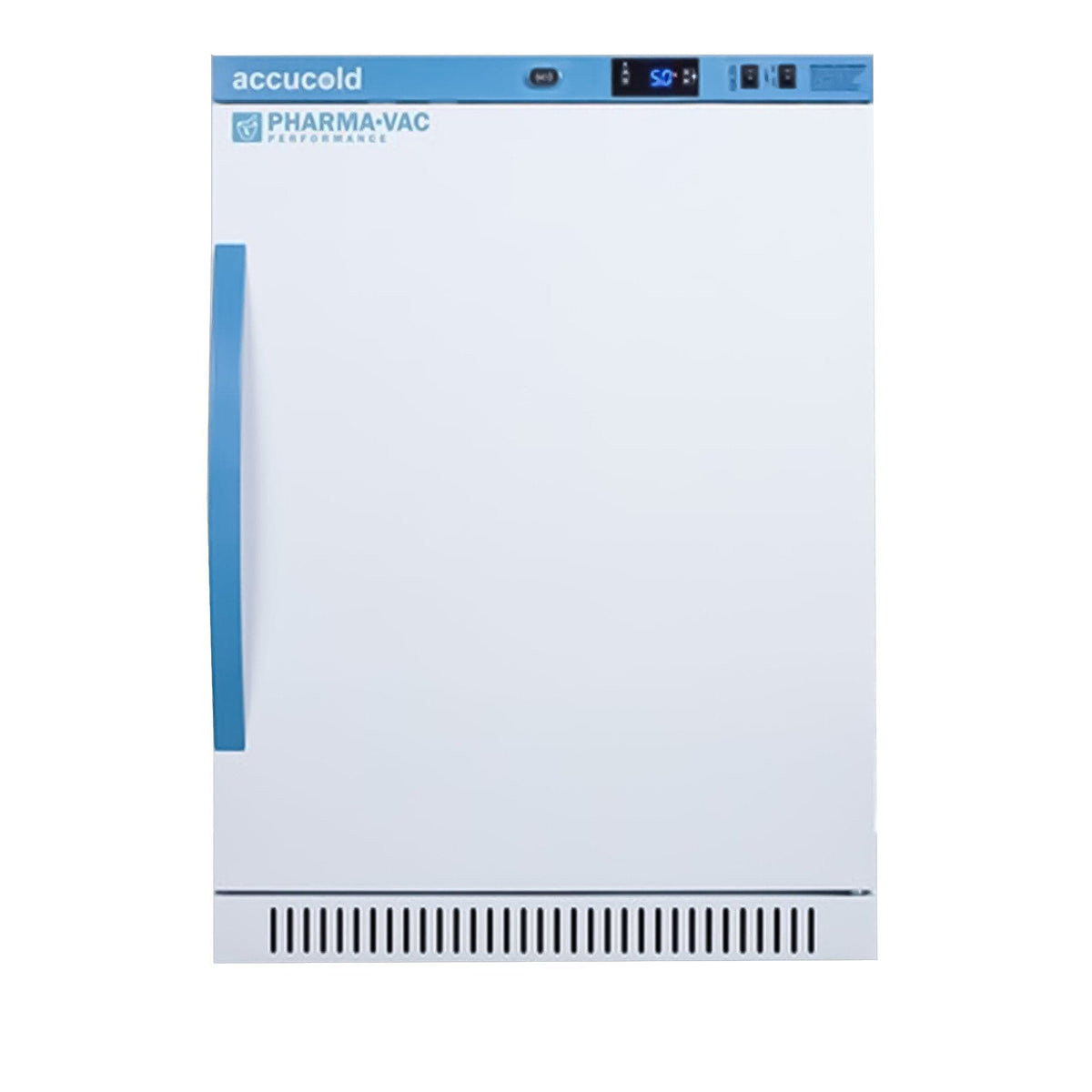 Accucold Uundercounter auto defrost all-refrigerator for residential use with a customizable door front to accept