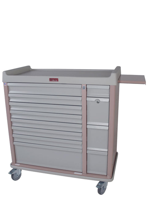 Harloff All Aluminum Unit-Dose Box Cart with BEST® Lock on Cabinet. Illinois Lock on Narcotics Drawer. Includes
