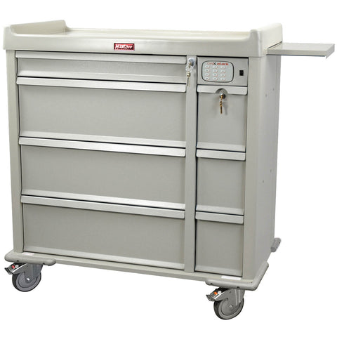 Harloff All Aluminum Punch Card Cart with Basic Electronic Pushbutton Lock with BEST® Lock keylock override on Cabinet.