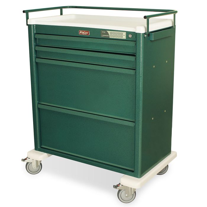 Harloff Aluminum Universal Line, WIDE Dispill Compatible Medication Cart, Basic Electronic Lock with Key Lock Override.
