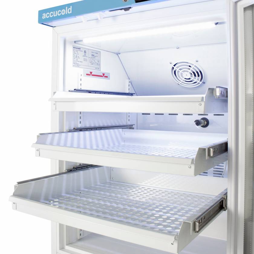 Accucold Factory-installed full-extension ventilated drawer for select Accucold refrigerators