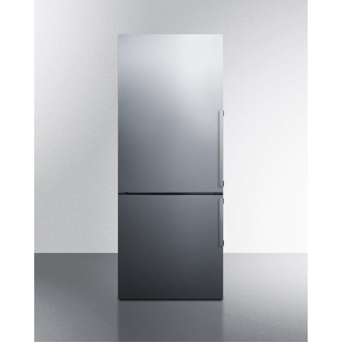 Accucold ENERGY STAR certified frost-free bottom freezer refrigerator with front handles and grill to raise height to