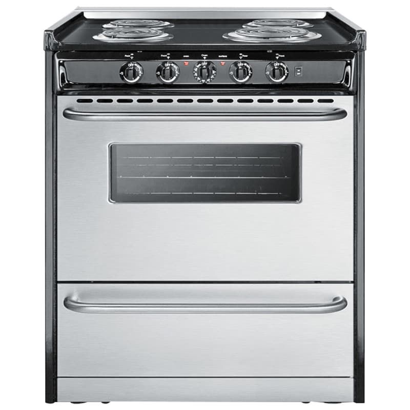 Accucold 30" Wide Slide-in Style Electric Coil Range in Stainless Steel