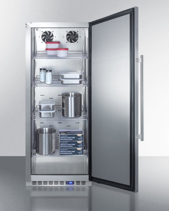 Accucold Stainless steel work surface installed on top of select 24" wide refrigerator cabinets