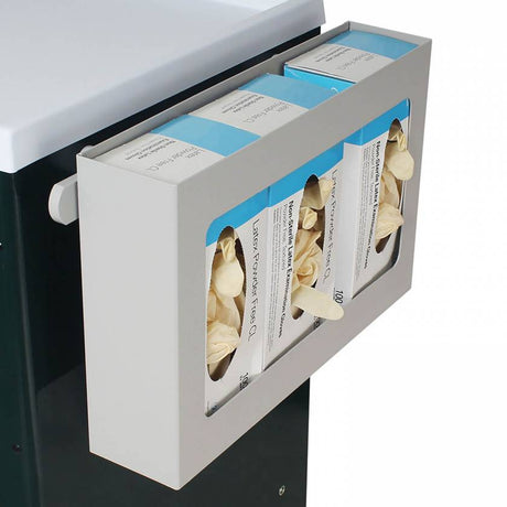 Glove Box Holder. Holds 3 Boxes of Gloves, w/ Rail Clips for Mounting on Side and Back Rails (was model 680422)