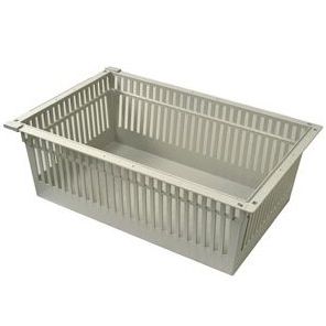 Harloff 8 inch Exchange Tray, Solid Sides, Flex Module ABS Gray, 23 5/8 x 15 3/4 x 7 7/8 in with Pull Out Stoppers