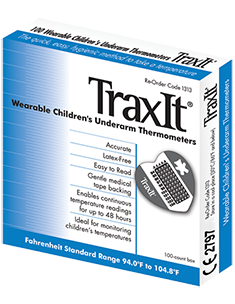 TraxIt® Single-Use, 48 Hour Continuous Read Pediatric Thermometers