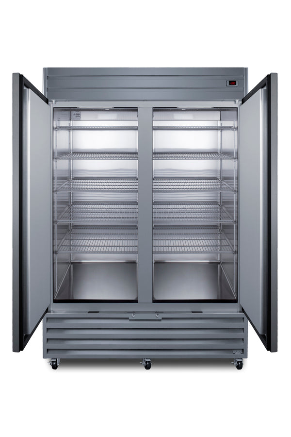 Reach in 2 door 49 cf freezer in stainless steel - Open