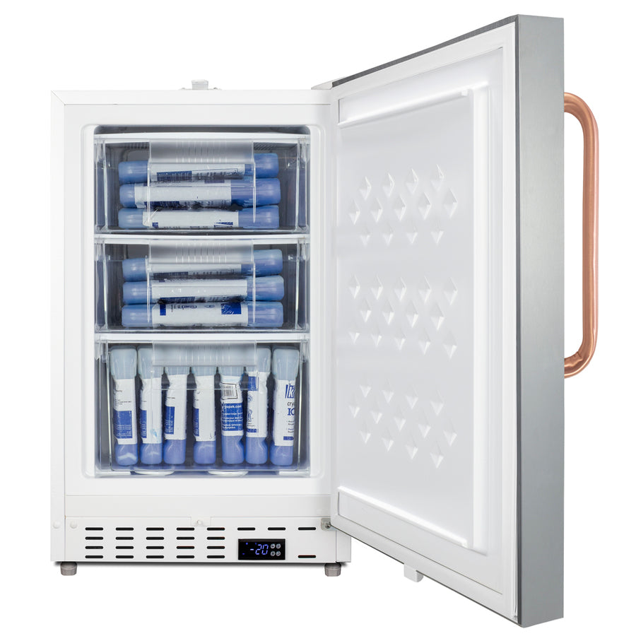 Accucold Built-in ADA compliant vaccine all-freezer with stainless steel door, copper handle, and lock, ADA (Model ADA305AFSSTBCLHD)
