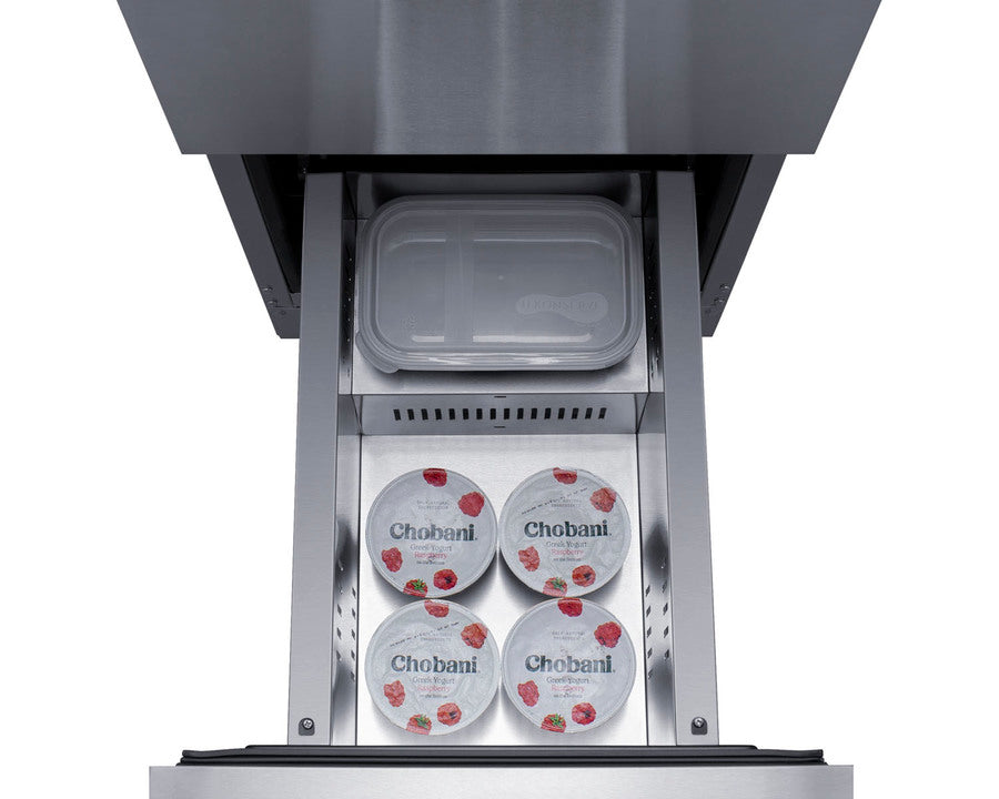 15" wide indoor/outdoor ADA compliant drawer refrigerator in stainless steel