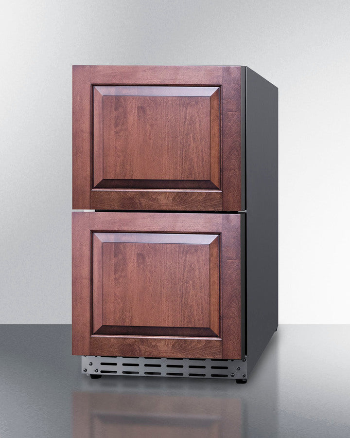 Accucold 18" wide indoor/outdoor ADA compliant panel-ready drawer refrigerator in stainless steel