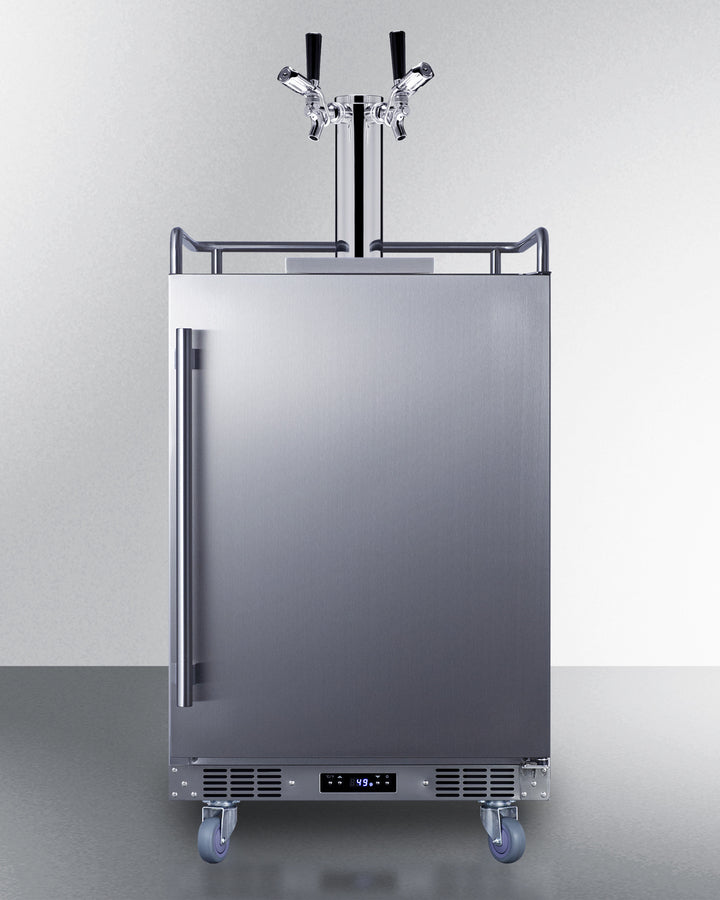 Commercially approved built-in undercounter outdoor double tap beer kegerator in complete stainless steel (Model BC74OSC