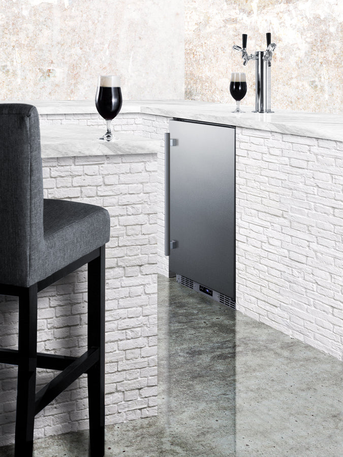 Commercially approved built-in undercounter outdoor double tap beer kegerator in complete stainless steel (Model BC74OSC