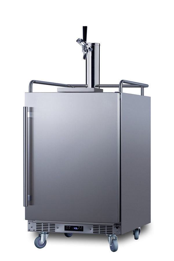 Accucold Commercially approved built-in undercounter outdoor single tap beer kegerator in complete stainless steel (Model BC74OSCOMLHD)