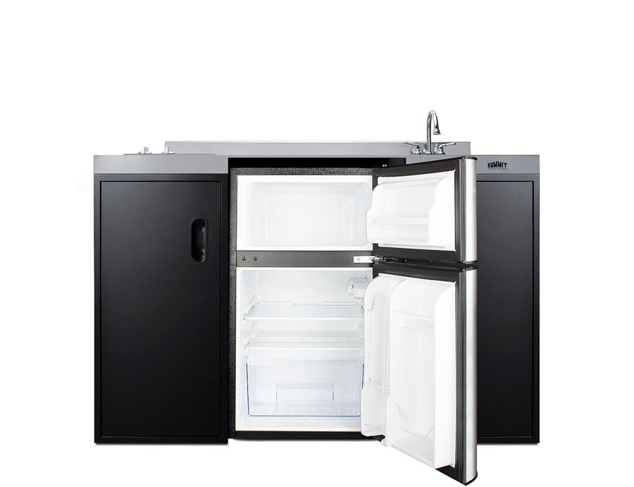 54" wide ADA height all-in-one kitchenette with 2-burner 115V smooth-top cooktop, refrigerator-freezer, sink on right si - Open