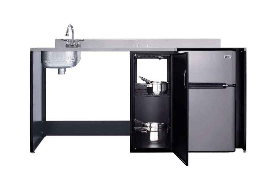 Barrier-free all-in-one kitchenette with refrigerator, sink, and cooktop, ADA (Model CK72ADALBF)