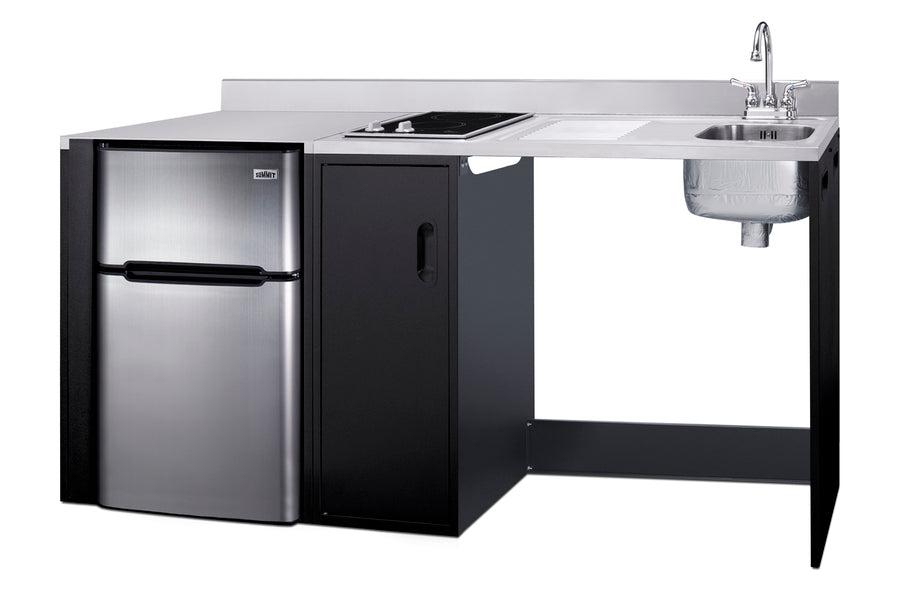 Barrier-free all-in-one kitchenette with refrigerator, sink, and cooktop, ADA (Model CK72ADARBF) - Angle