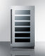 18" wide built-in wine cellar with seamless stainless steel trimmed glass door