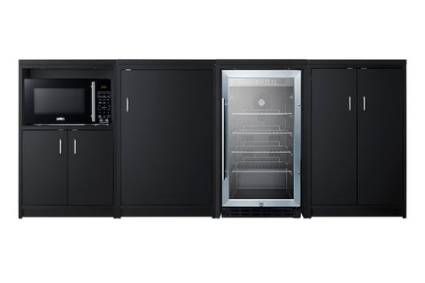 Accucold 85" Wide Casework Suite with Refrigerator, Microwave, and Cabinets (Model CWSUITE85G)